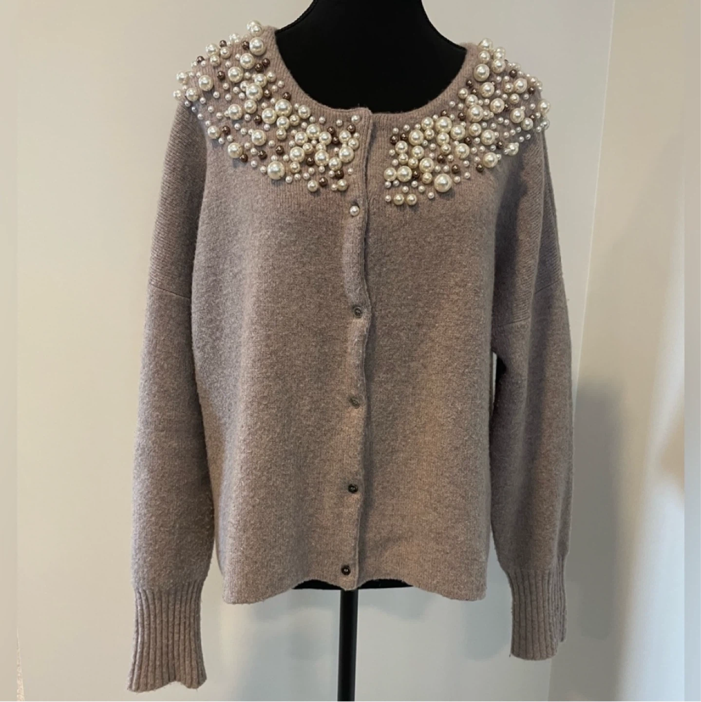 Anthropologie Moth Pearl Embellished Cardigan - Size M