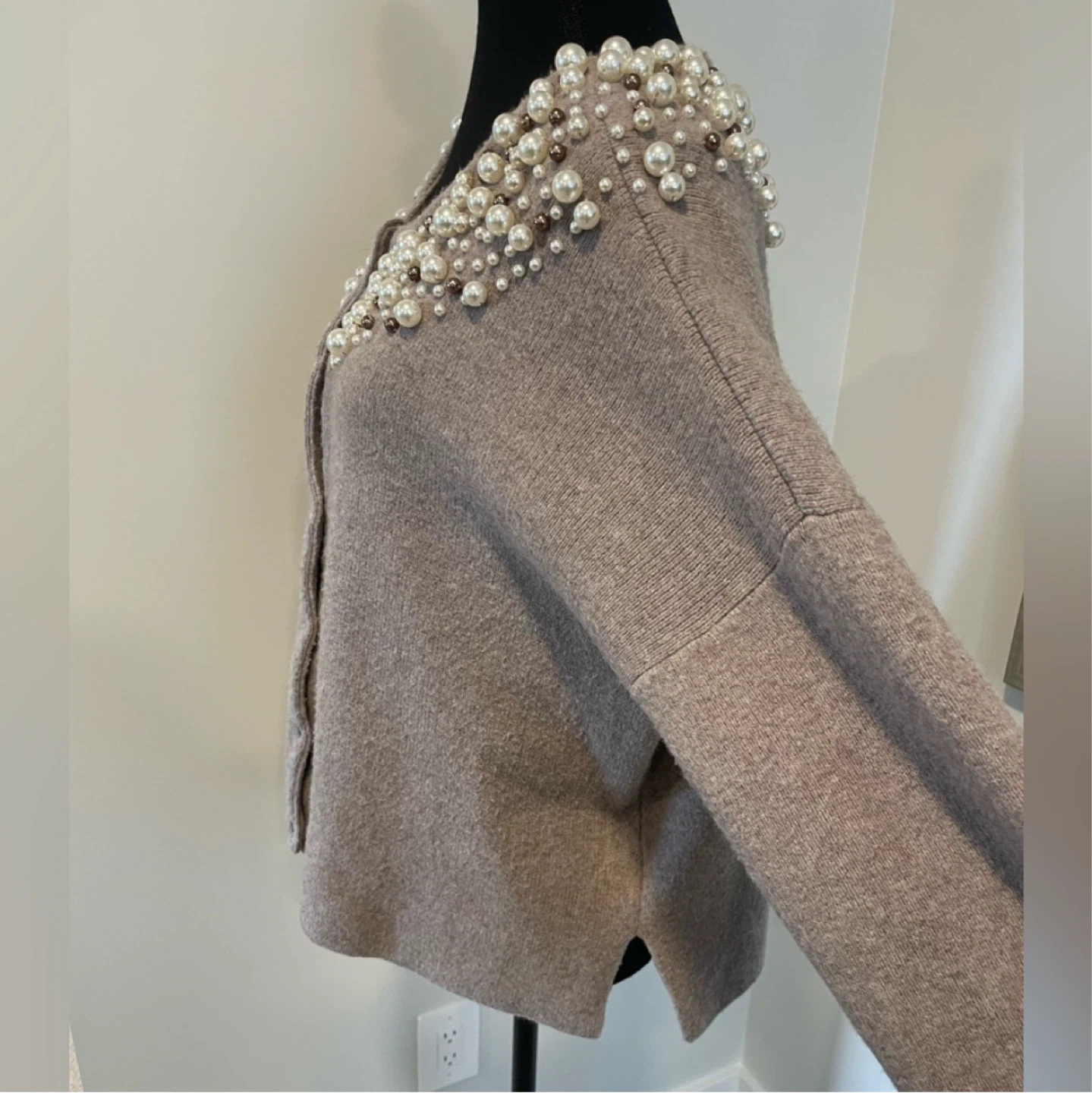 Anthropologie Moth Pearl Embellished Cardigan - Size M - photo 3