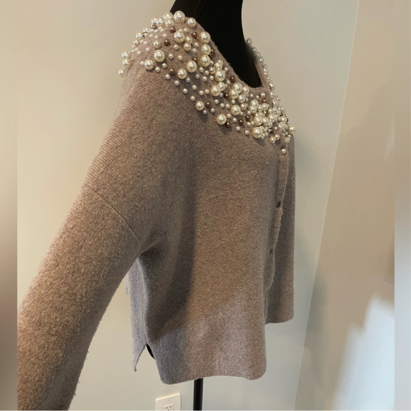 Anthropologie Moth Pearl Embellished Cardigan - Size M - photo 4