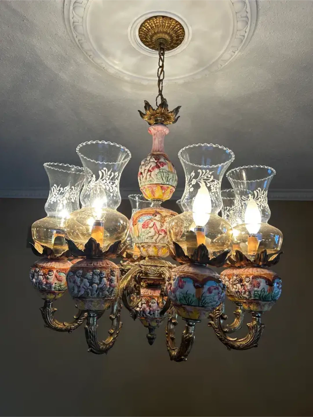 Vintage Italian Ceramic Chandelier