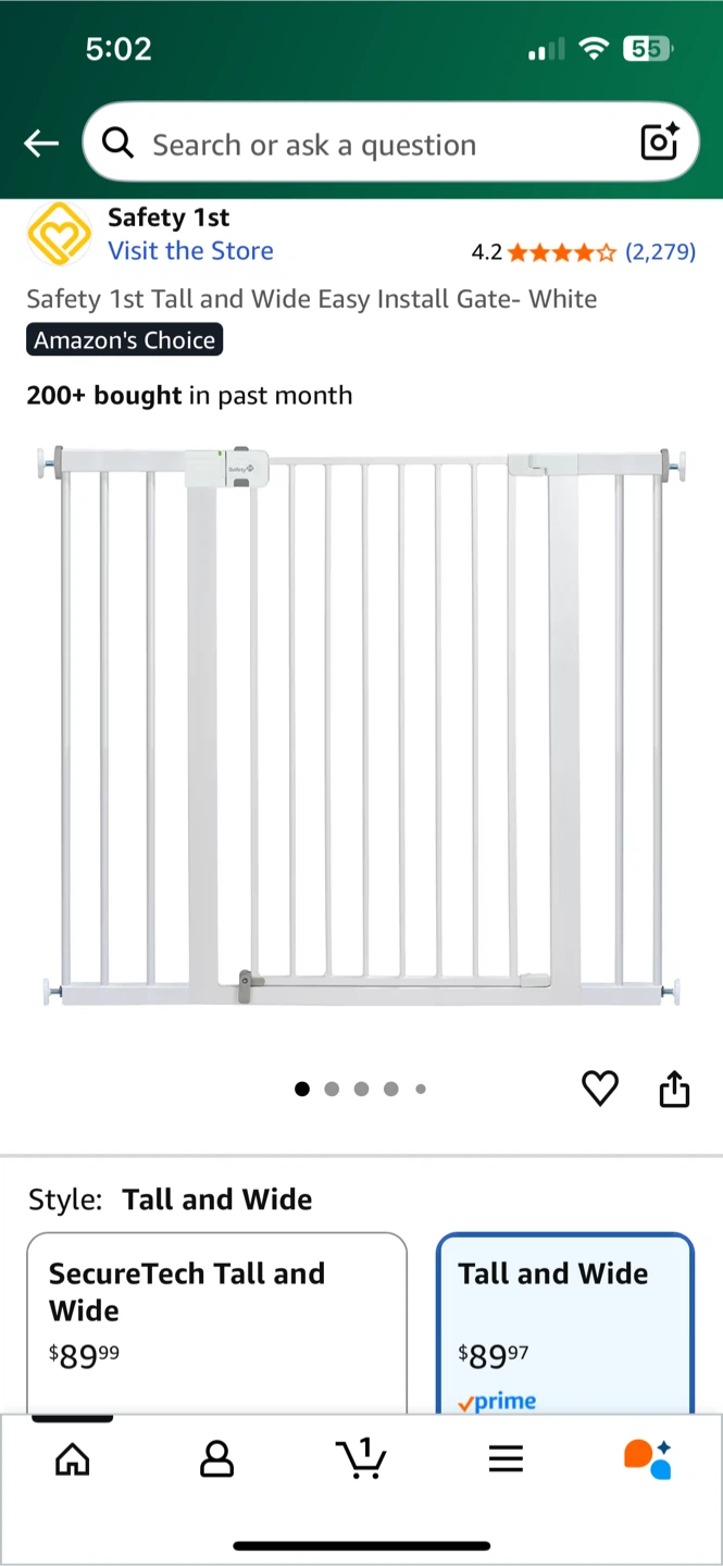 Safety 1st Tall and Wide Easy Install Gate - White - photo 3