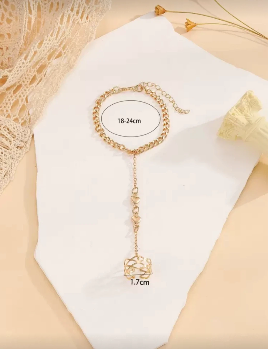 Gold Slave Bracelet with Heart Details - photo 2