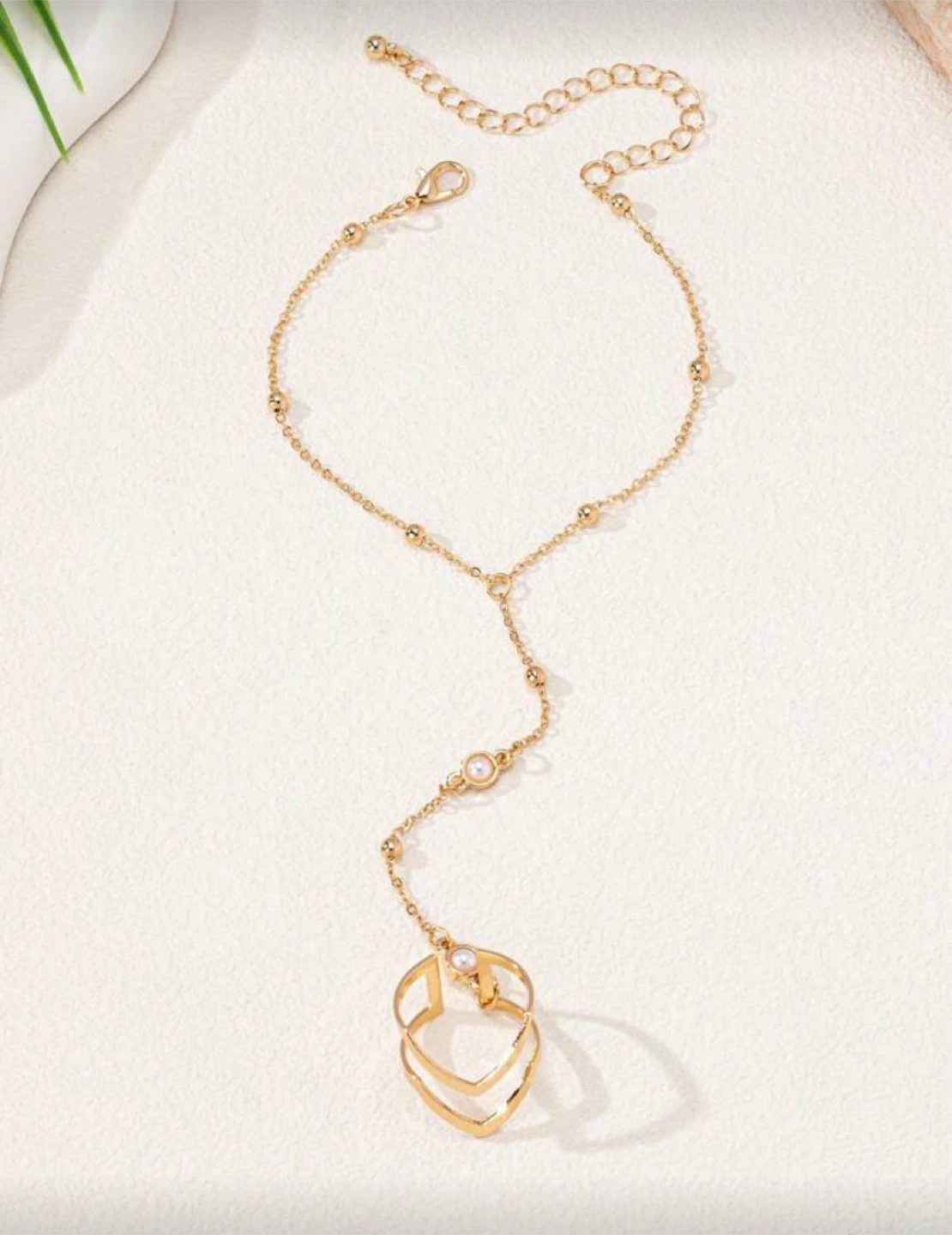 Gold Hand Chain Bracelet with Ring - photo 2