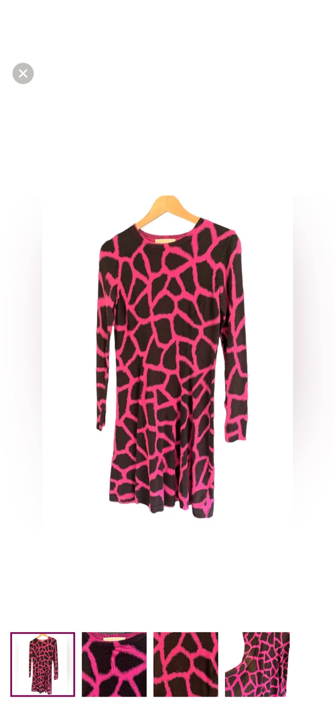 Michael Kors Pink & Black Giraffe Print Dress