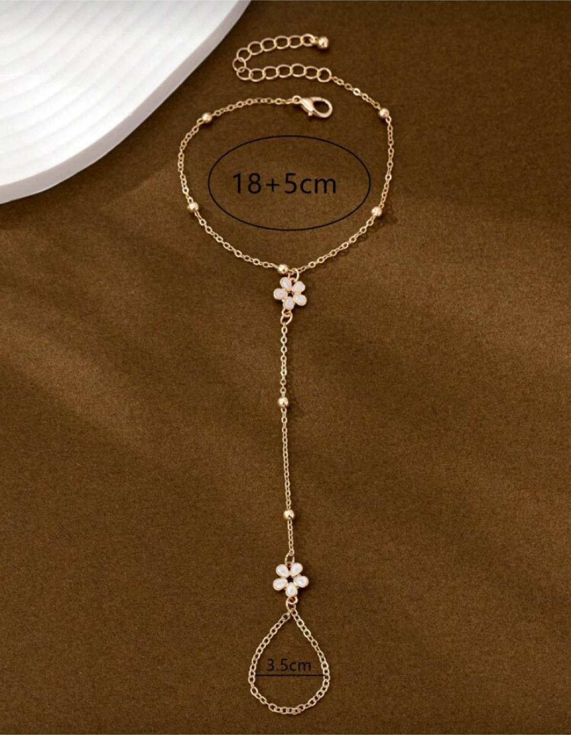 Gold Flower Hand Chain Bracelet - photo 2