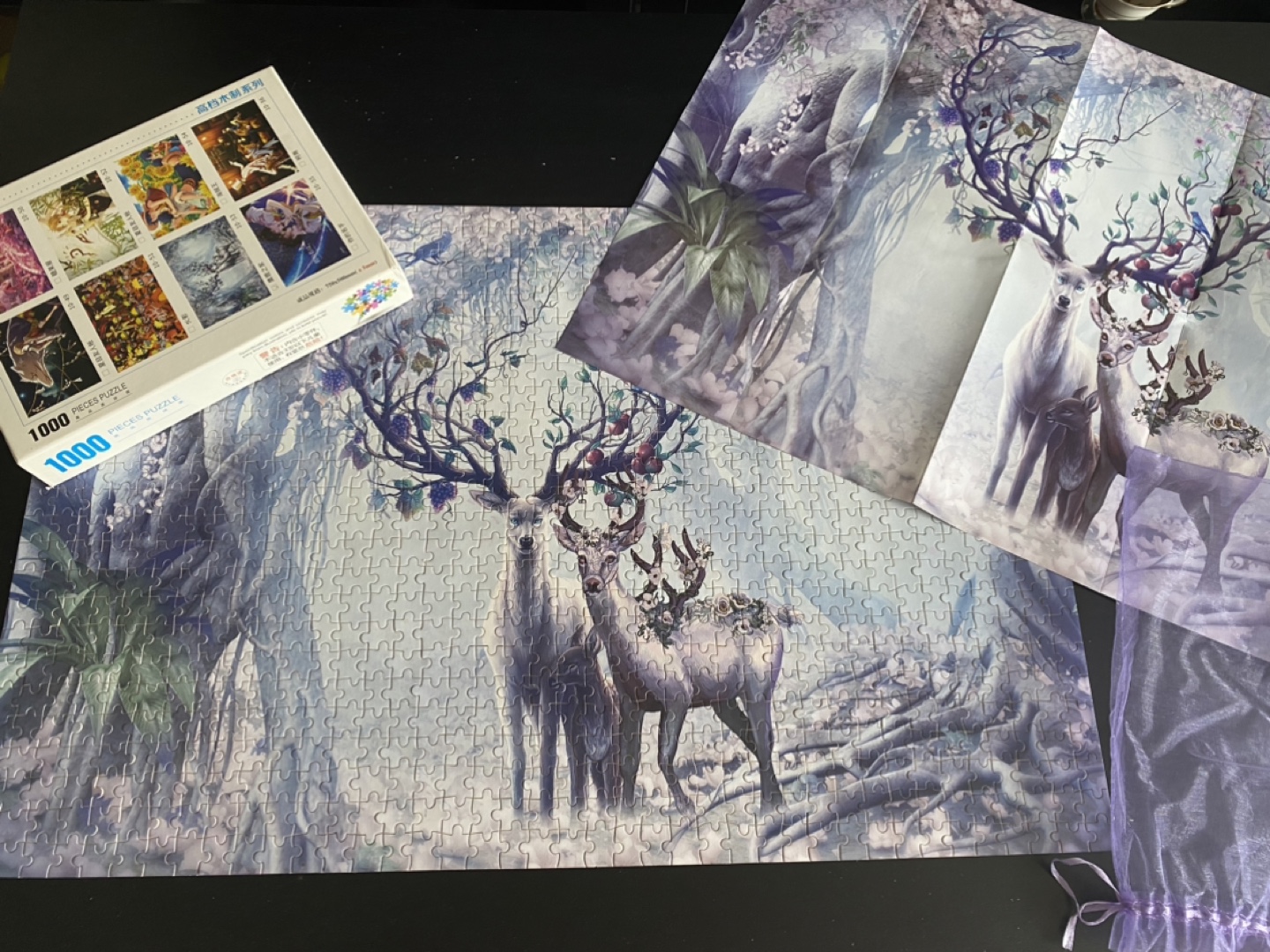 1000 Piece Puzzle - Deer in Winter Forest