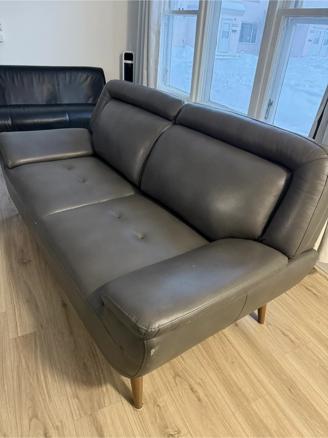 Leather Loveseat - Grey