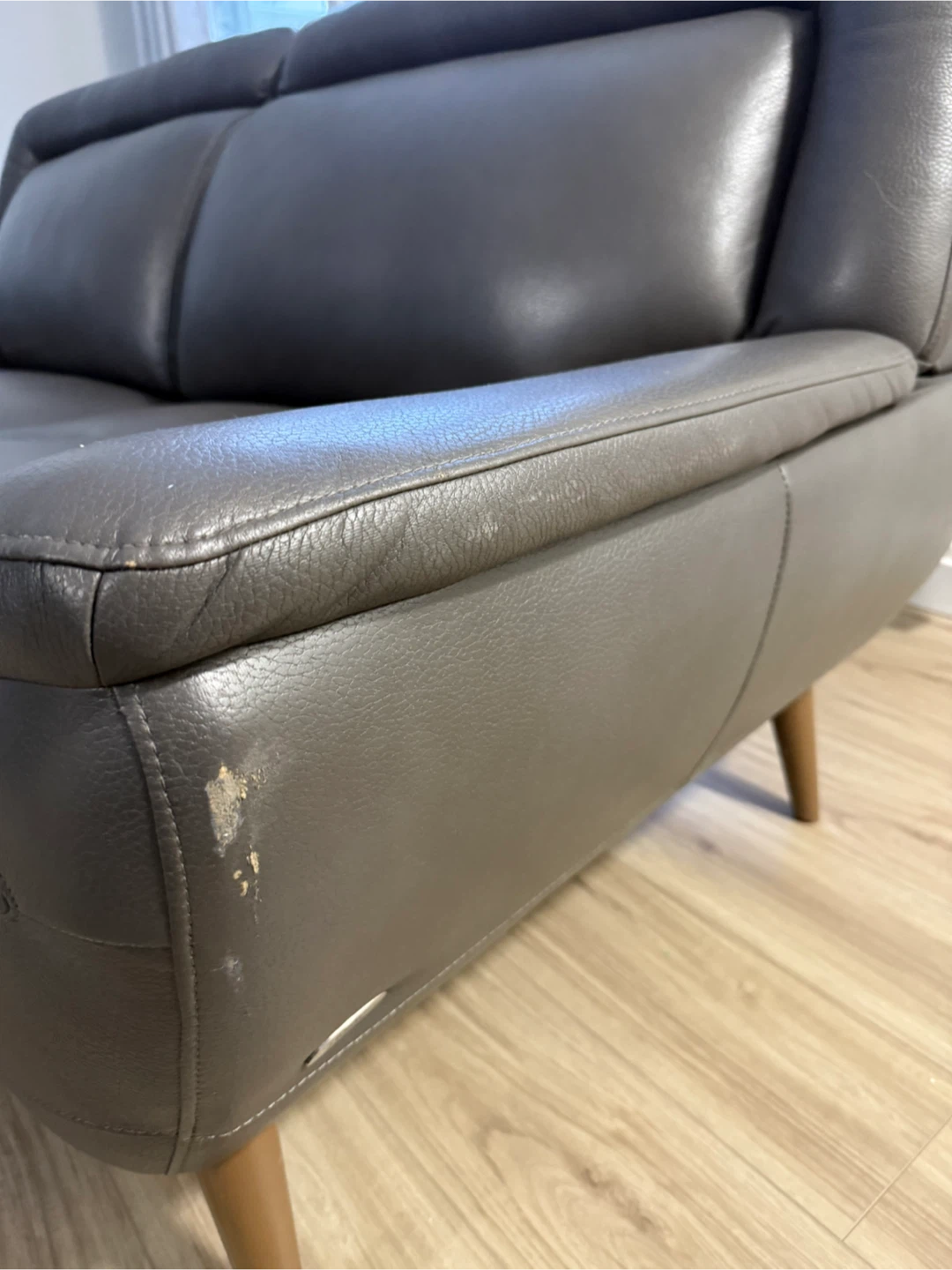 Leather Loveseat - Grey - photo 4