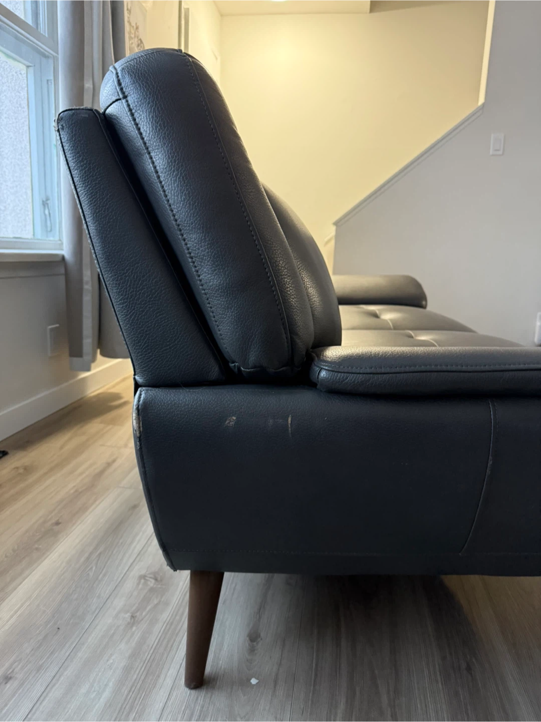 Leather Loveseat - Grey - photo 3