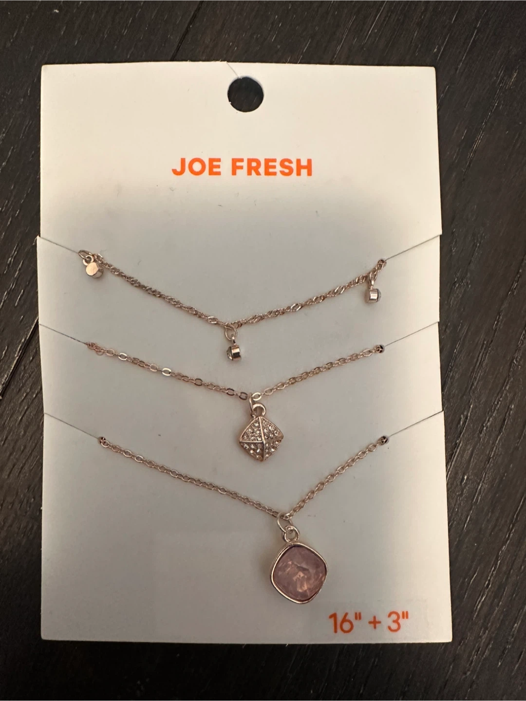 Joe Fresh Rose Gold Layered Necklace Set - New