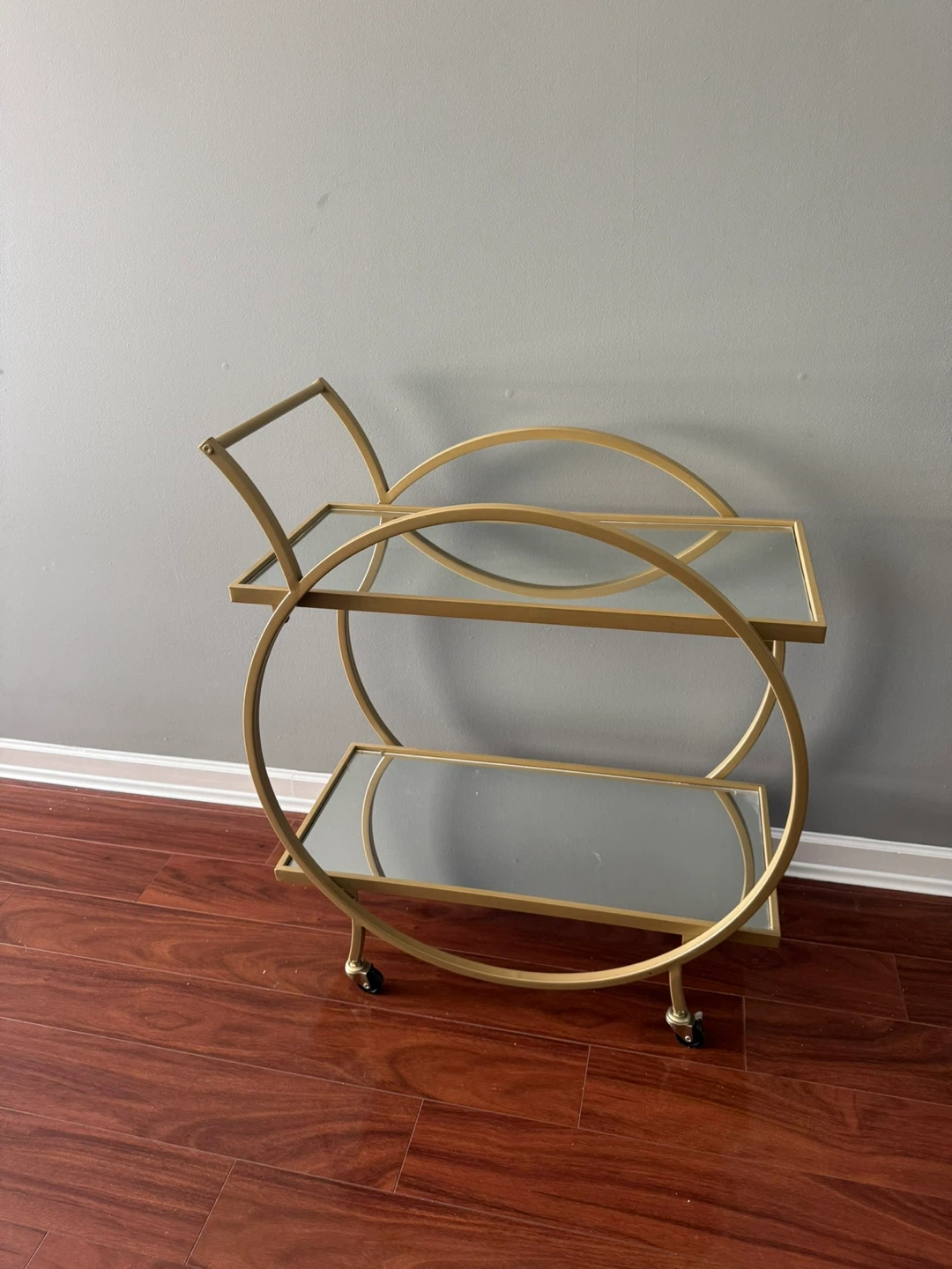 Gold Bar Cart with Mirrored Shelves