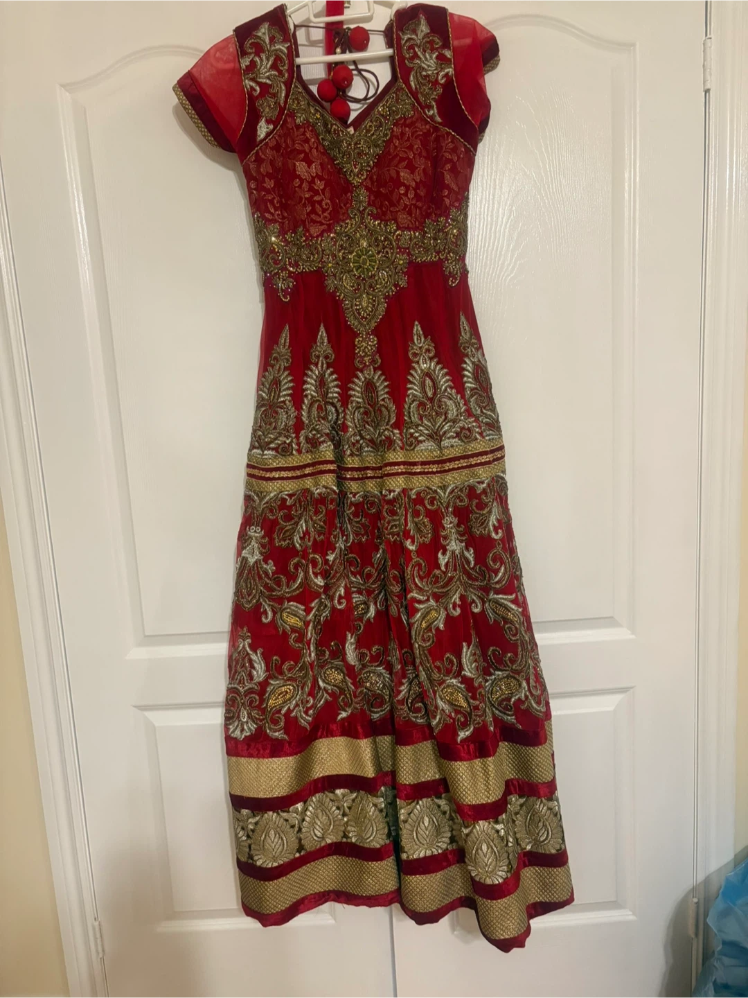 Red & Gold Embroidered Dress