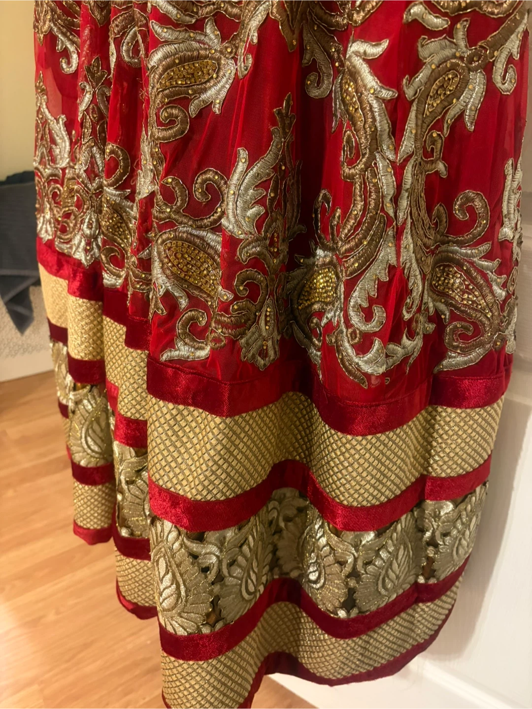 Red & Gold Embroidered Dress - photo 3