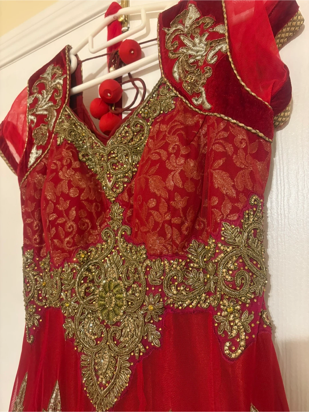Red & Gold Embroidered Dress - photo 2
