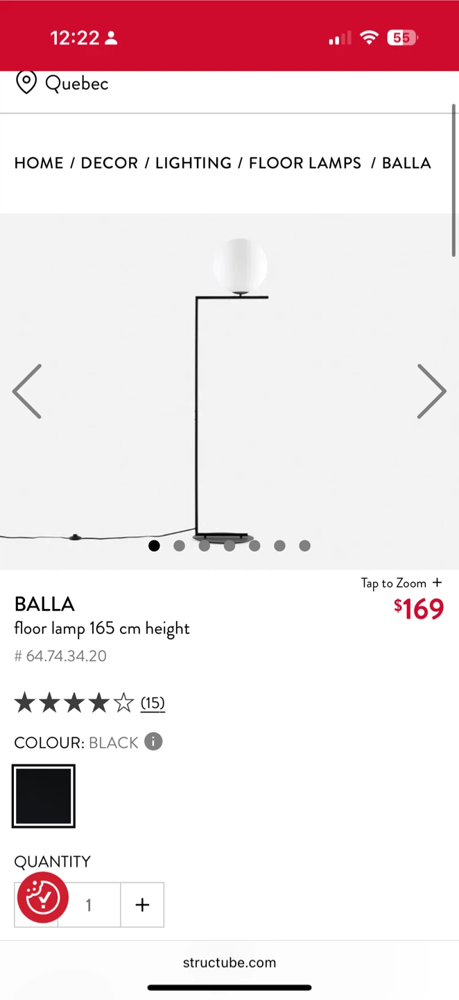 Structube Balla Floor Lamp - Brass Finish - photo 4