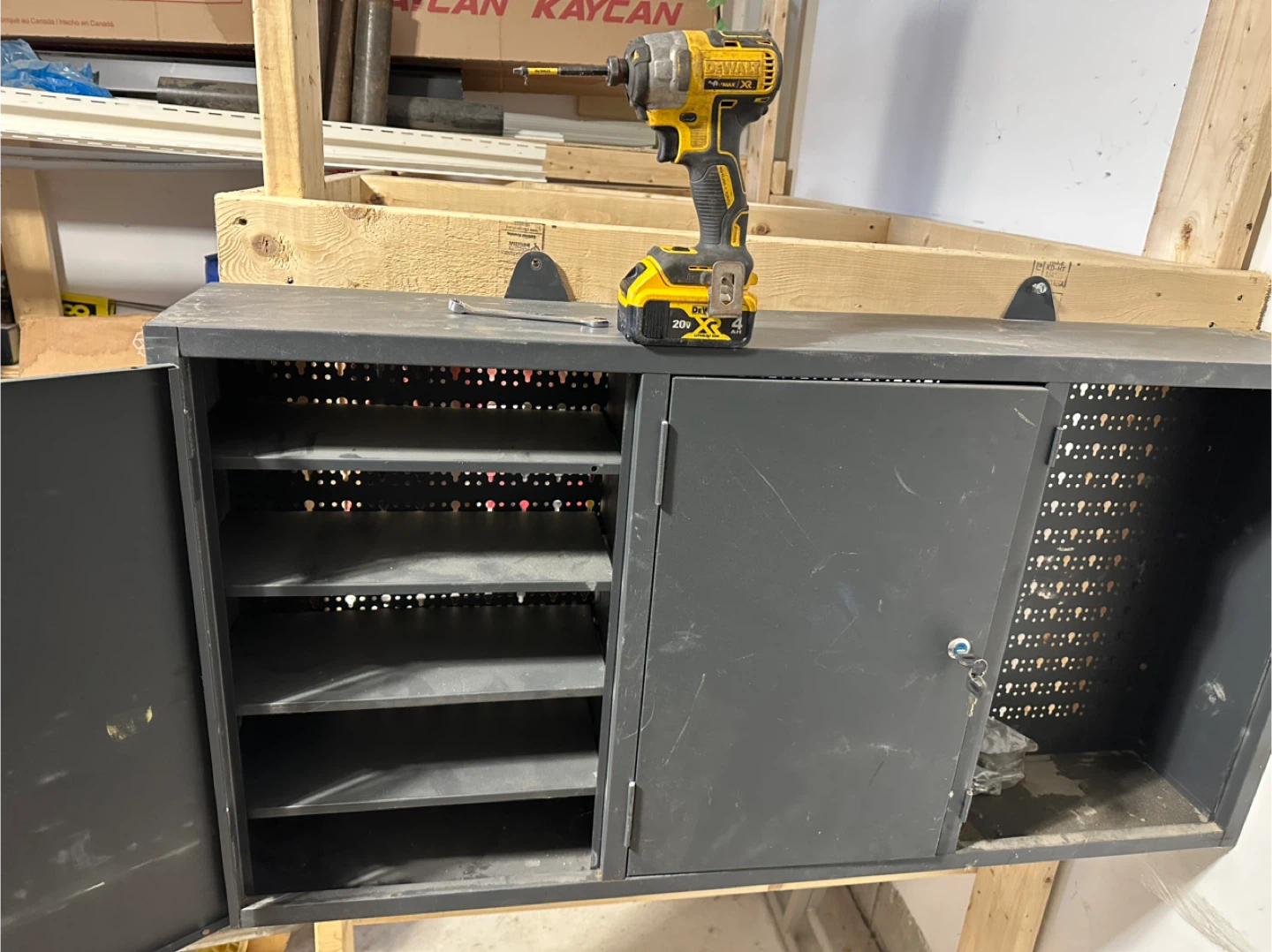 Grey Metal Wall-Mounted Tool Cabinet - photo 2