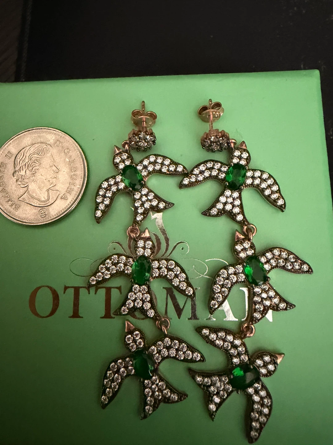 Ottoman Hands Bird Dangle Earrings Sterling silver 925
