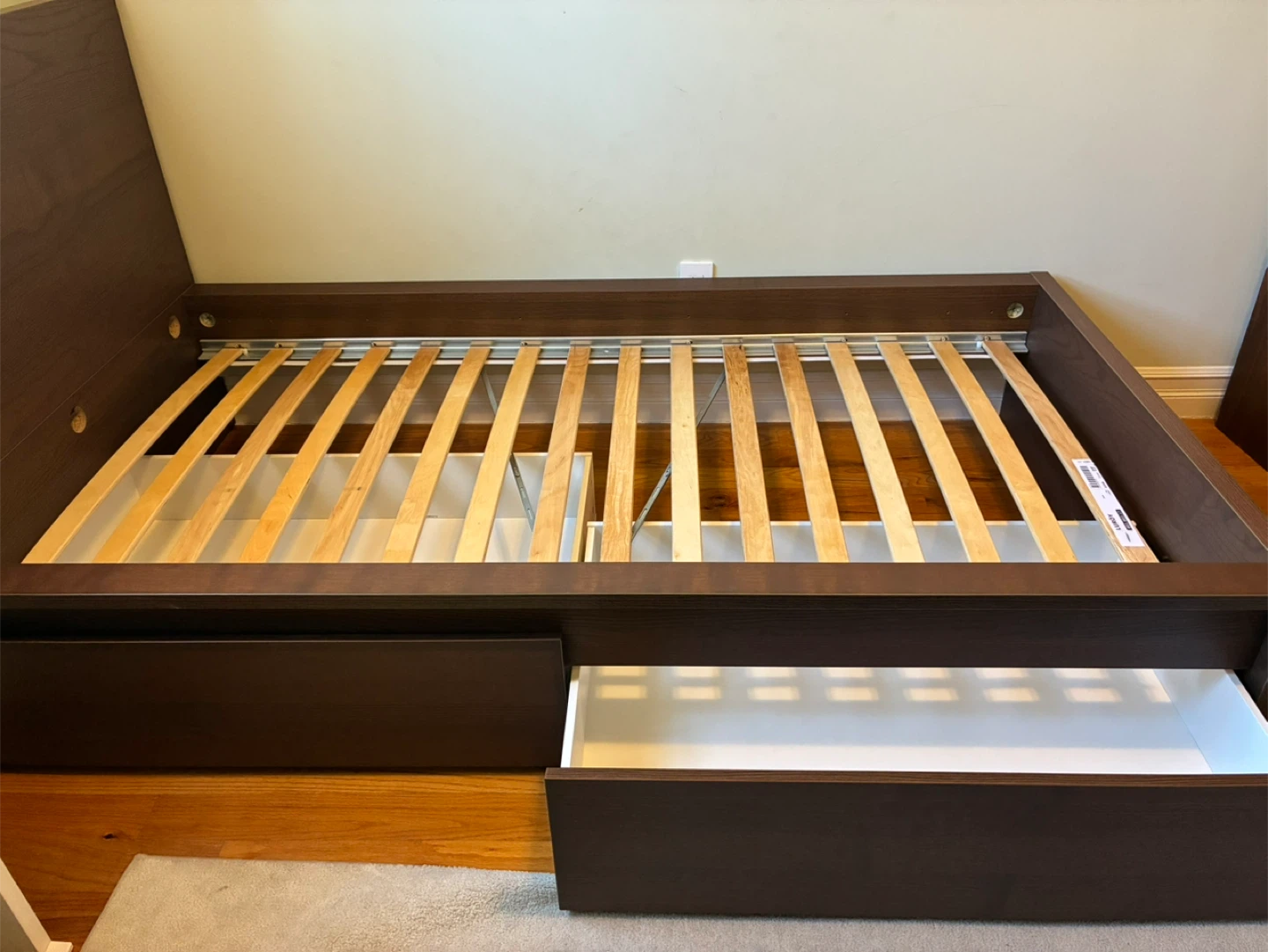 IKEA twin Bed Frame w/ 2 Drawers - Brown - photo 3