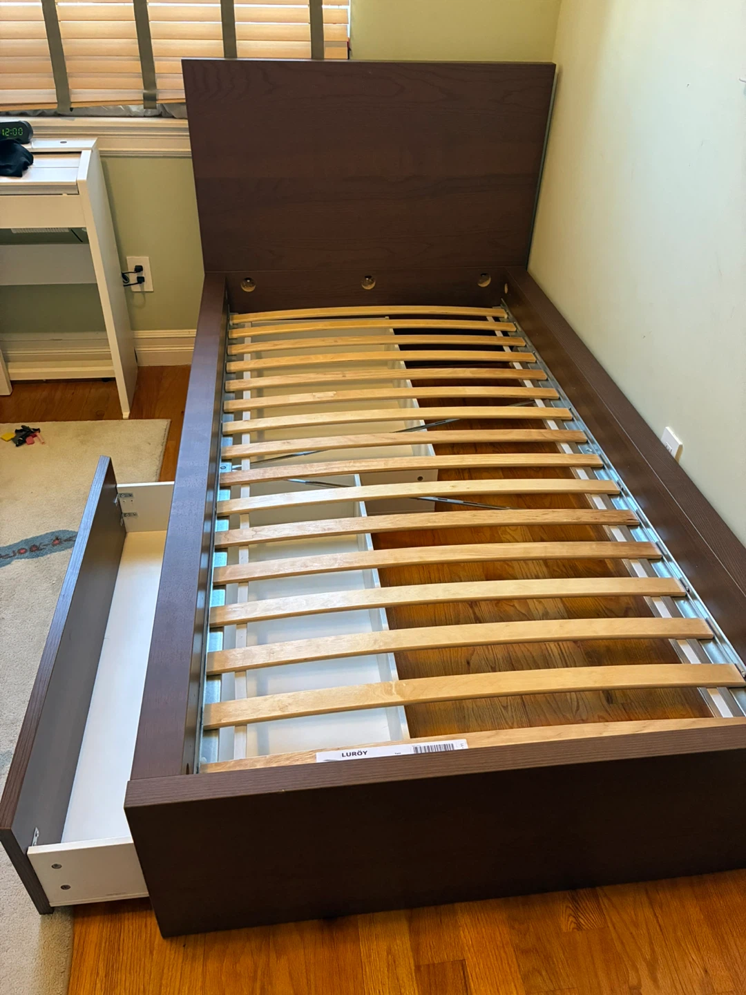 IKEA twin Bed Frame w/ 2 Drawers - Brown - photo 2