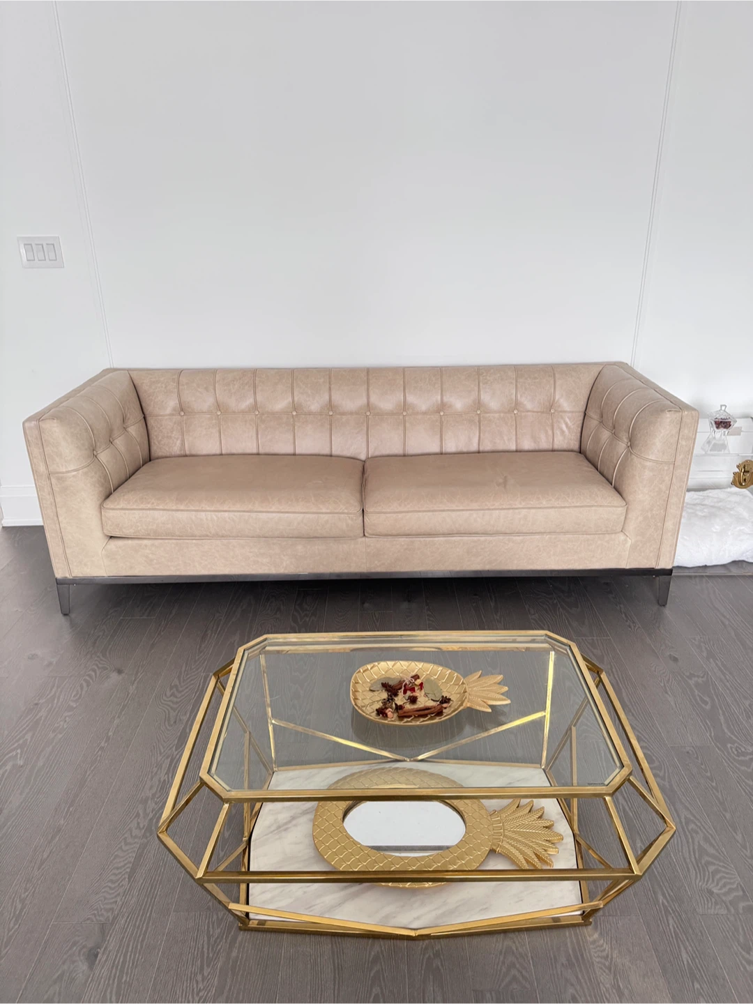 Leather Beige Sofa - Great Condition!