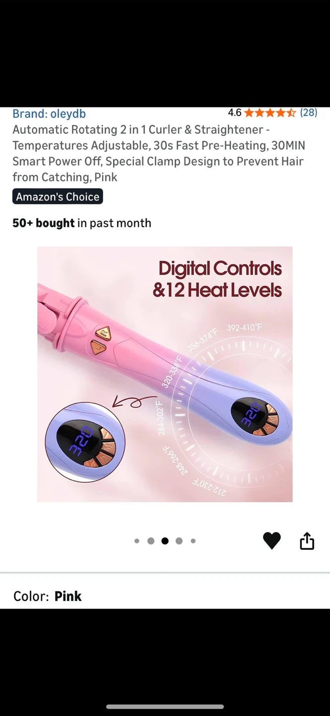 Brand new Rotating 2 in 1 Curler & Straightener - Pink - photo 4