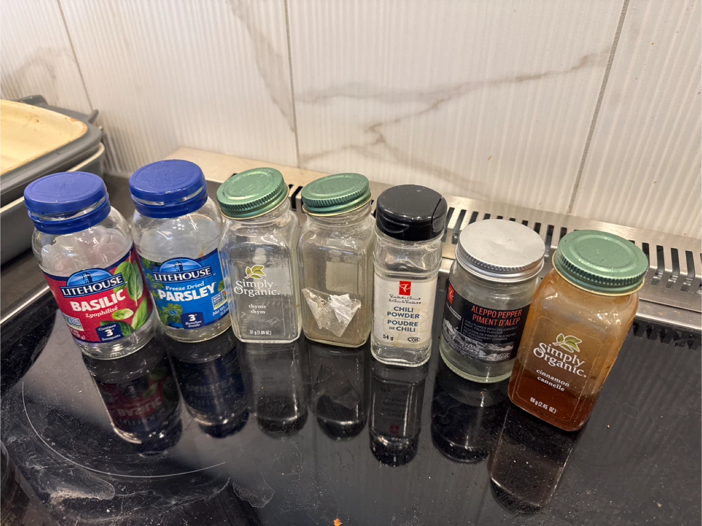 Empty spice jars