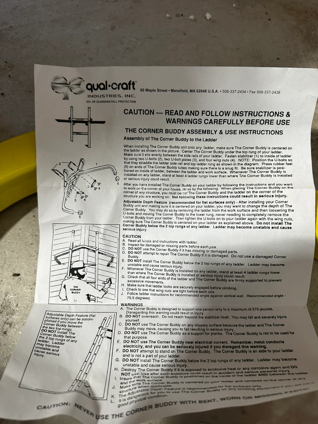Qual-Craft Corner Buddy Ladder Stabilizer - photo 3