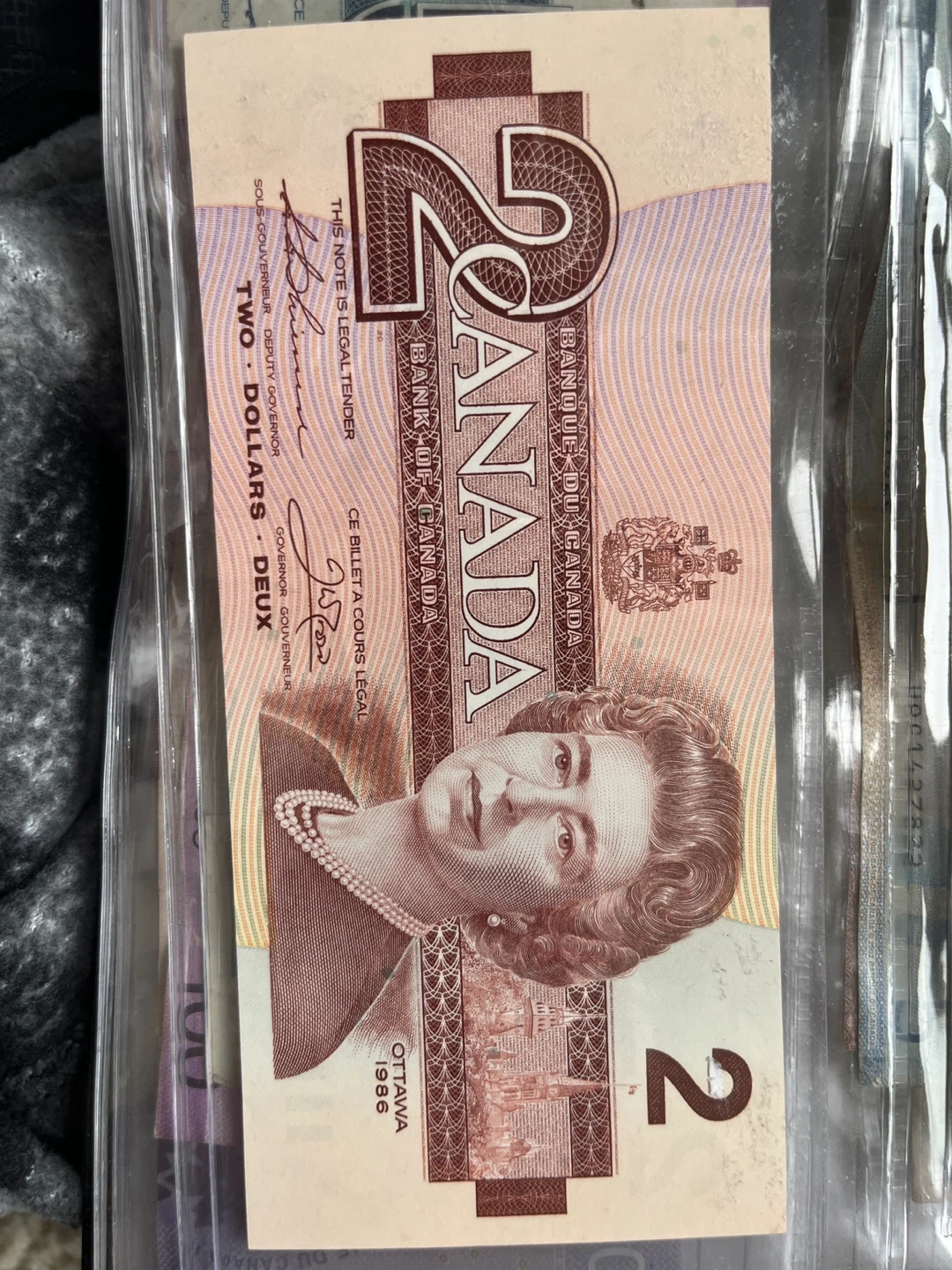 Vintage Canadian $2 Bill - 1986