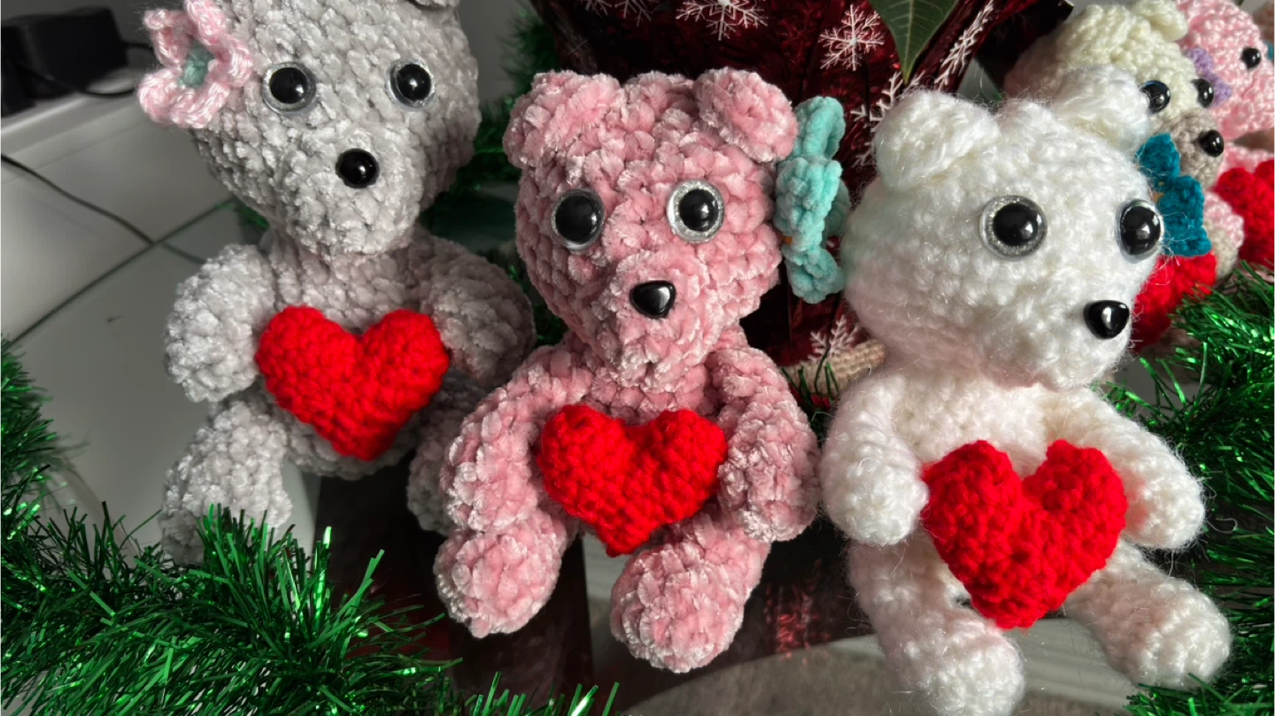 Handmade Crochet Plush Bear with Heart - photo 5