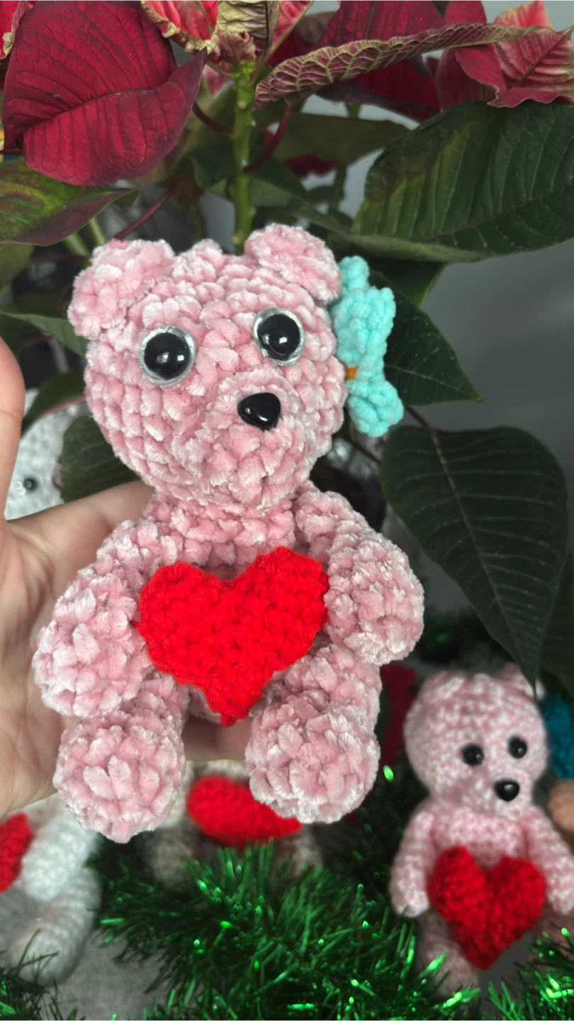 Handmade Crochet Plush Bear with Heart
