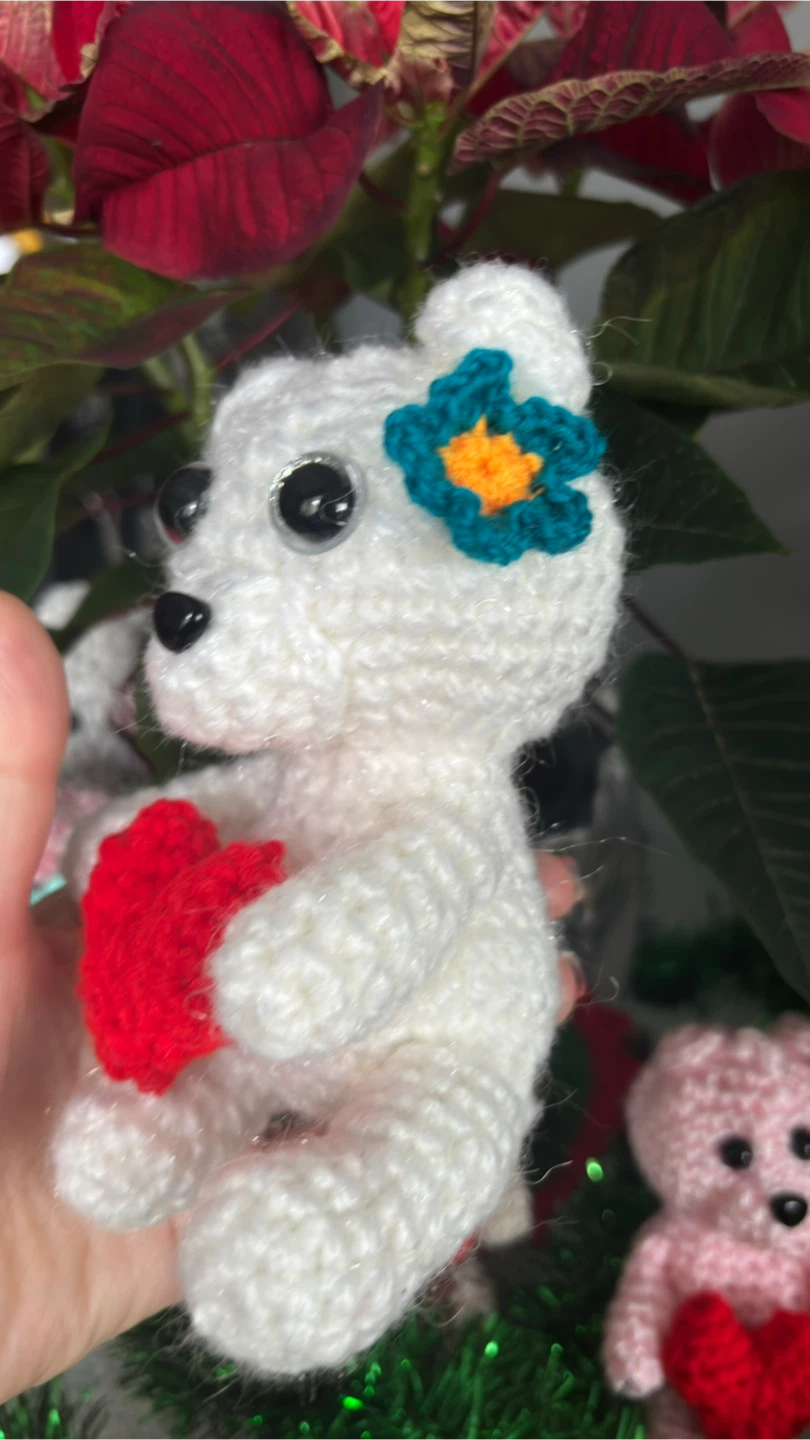 Handmade Crochet Plush Bear with Heart - photo 2