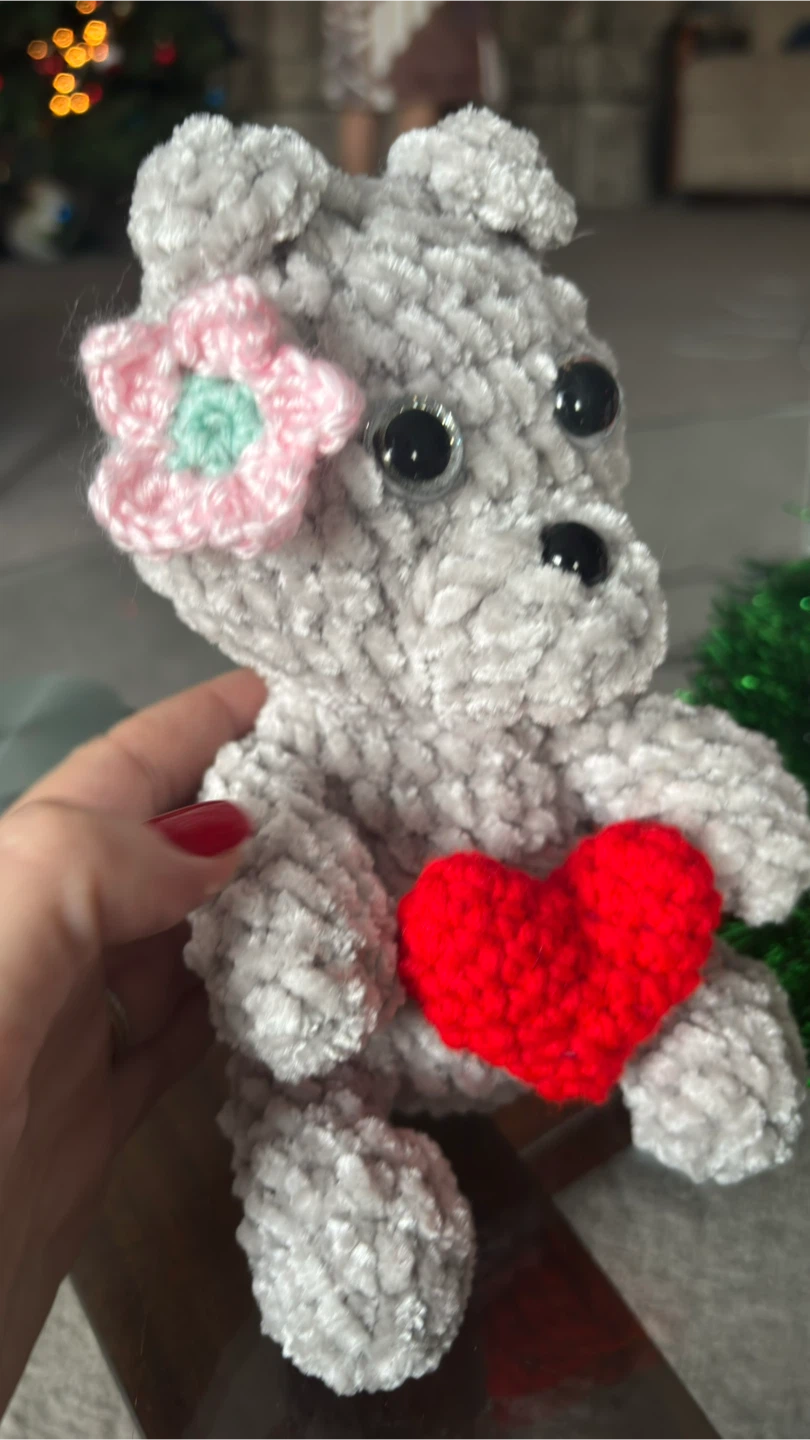 Handmade Crochet Plush Bear with Heart - photo 3