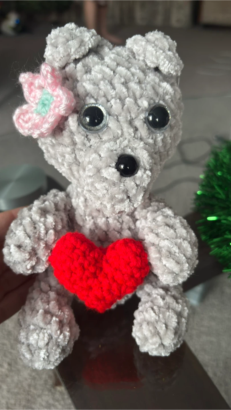 Handmade Crochet Plush Bear with Heart - photo 4
