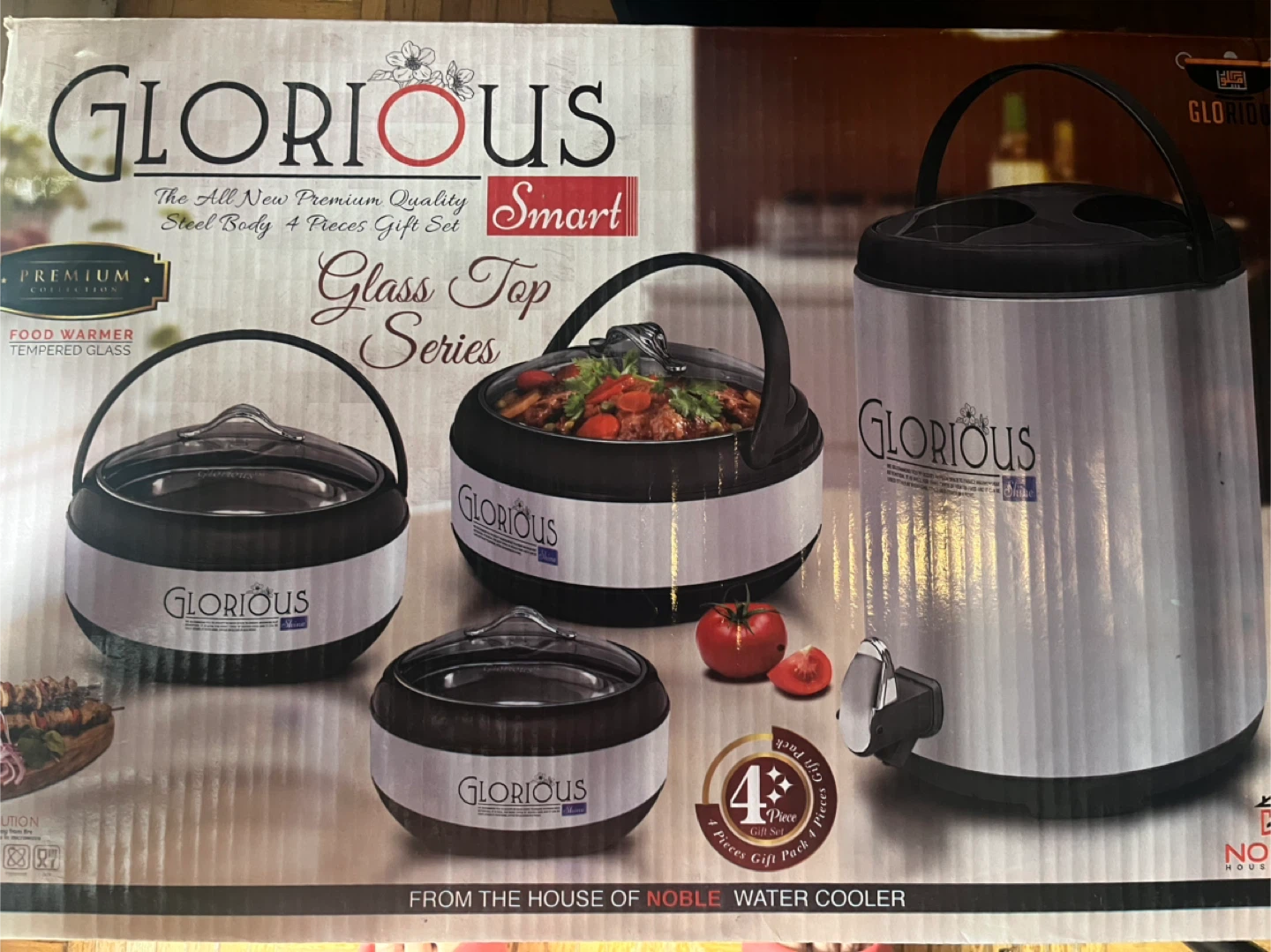 GLORIOUS Steel Hot Pot Cooler Set of 4 Pieces Gift Pack