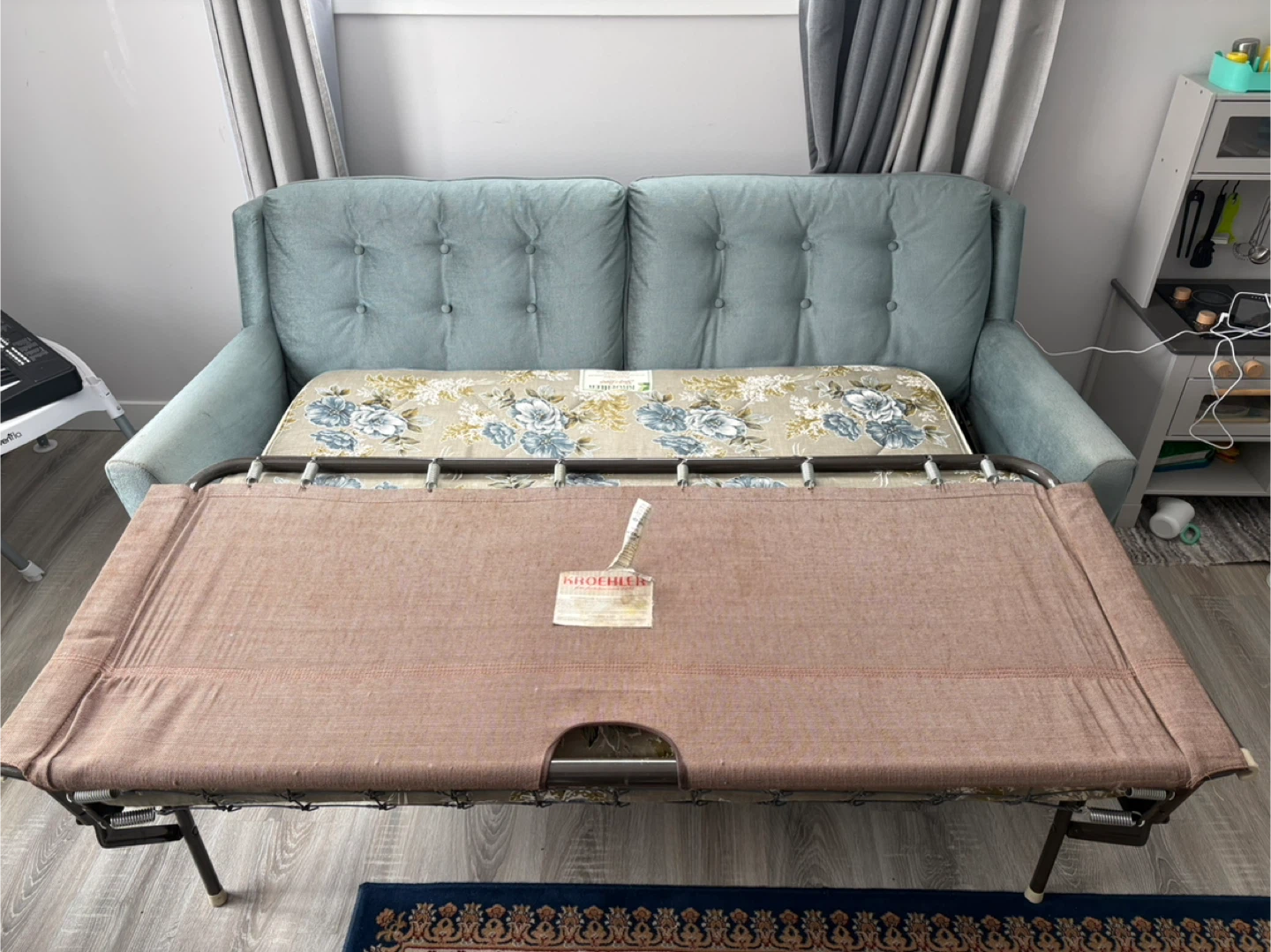 Blue Sofa Bed with Mattress - Great Condition! - photo 5