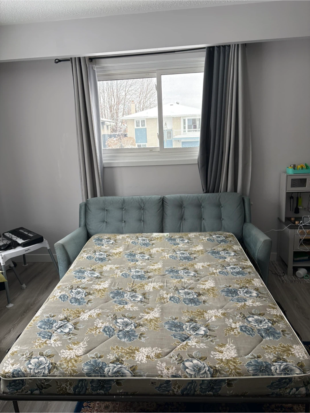 Blue Sofa Bed with Mattress - Great Condition! - photo 4
