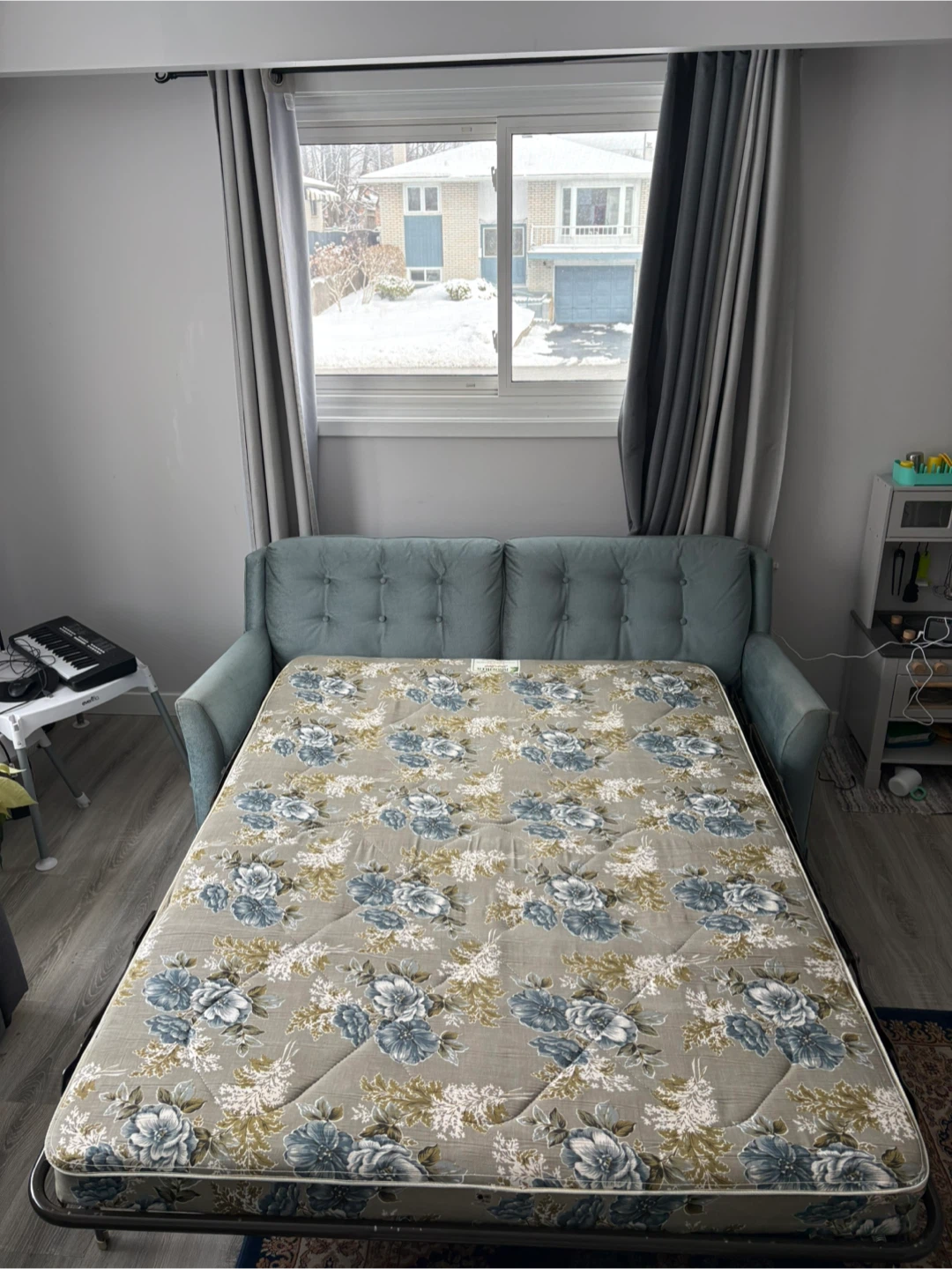 Blue Sofa Bed with Mattress - Great Condition! - photo 3