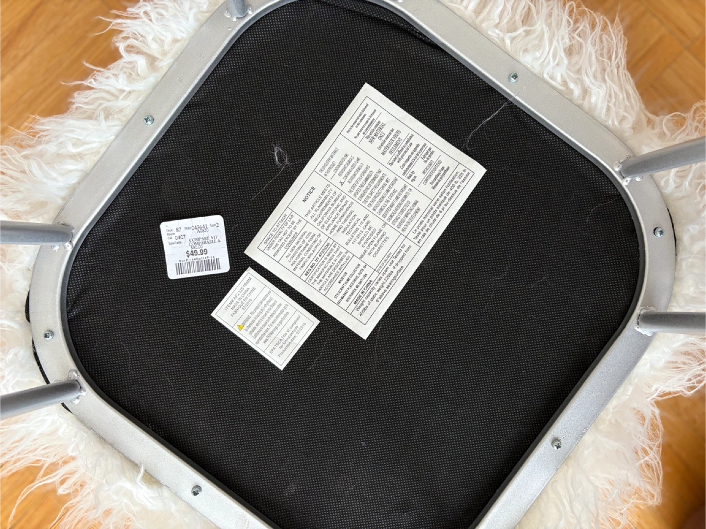 Faux Fur Ottoman Stool - White - photo 2