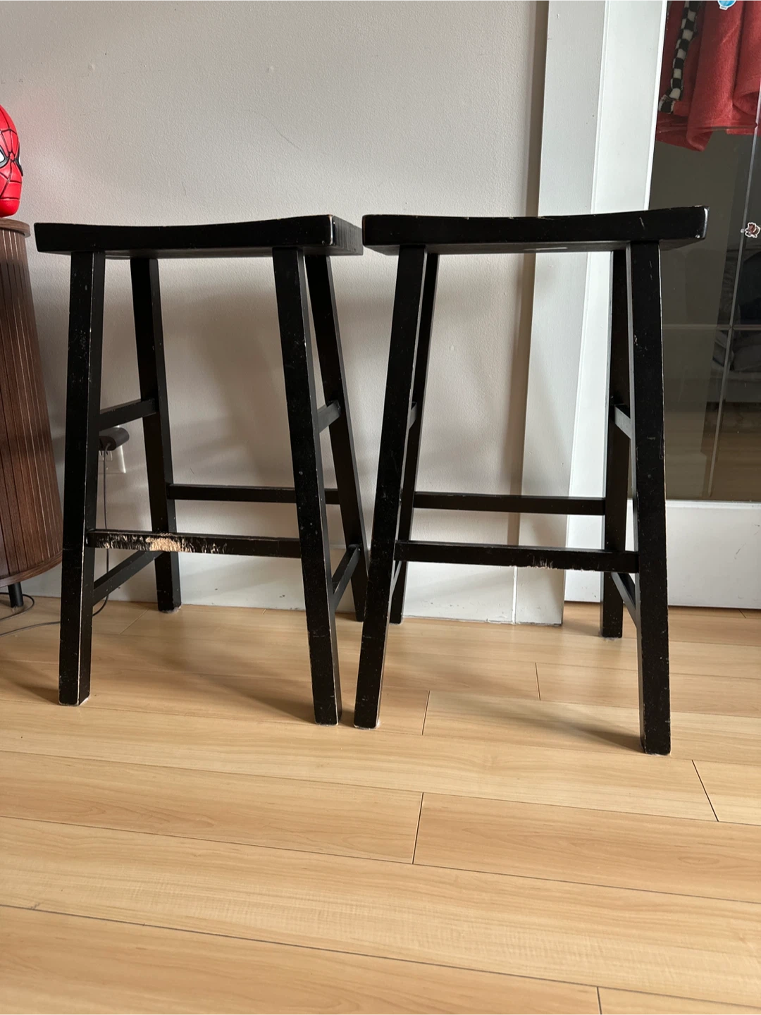 Black Wooden Bar Stools - Set of 2 - photo 2
