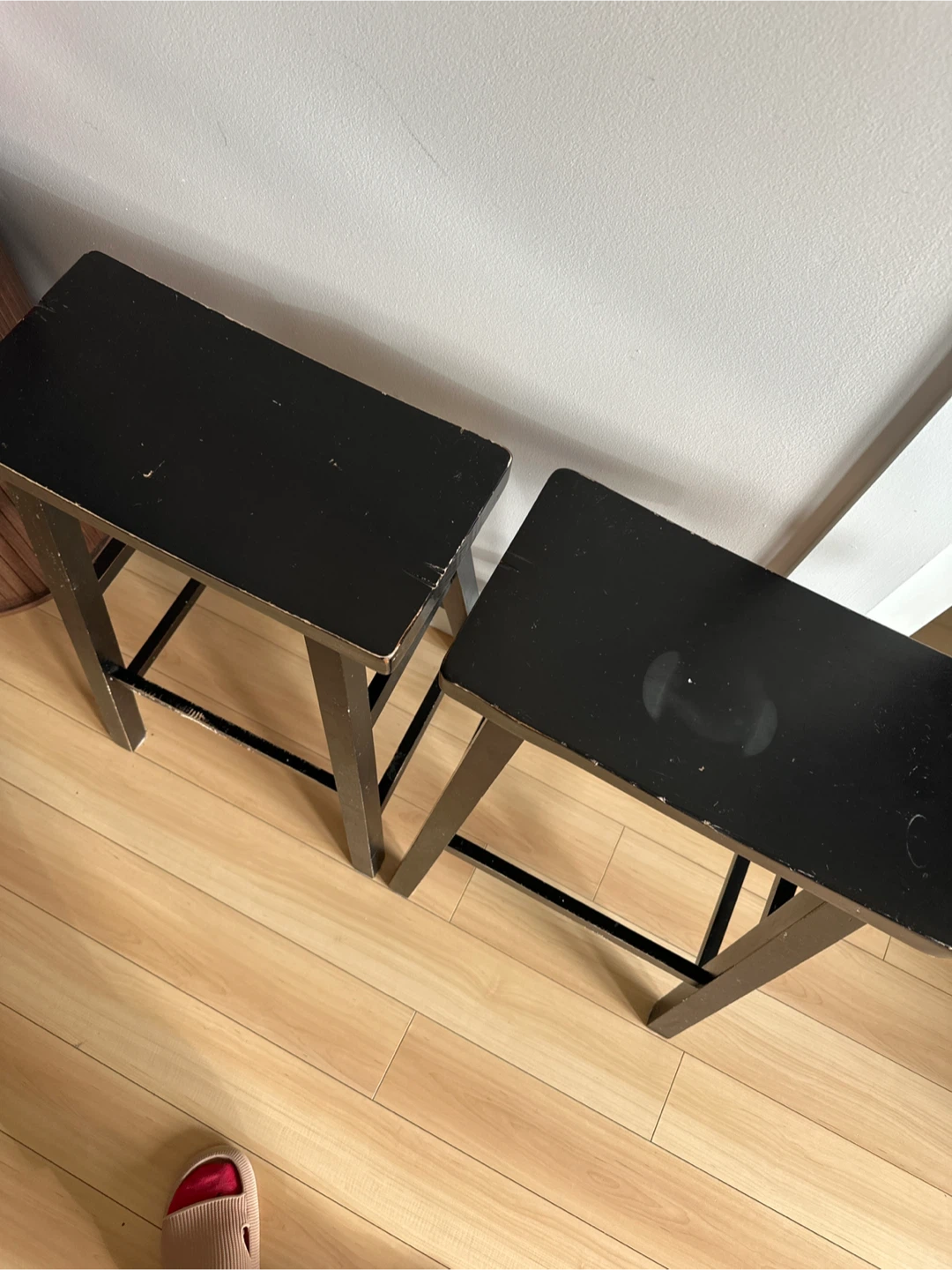 Black Wooden Bar Stools - Set of 2 - photo 4