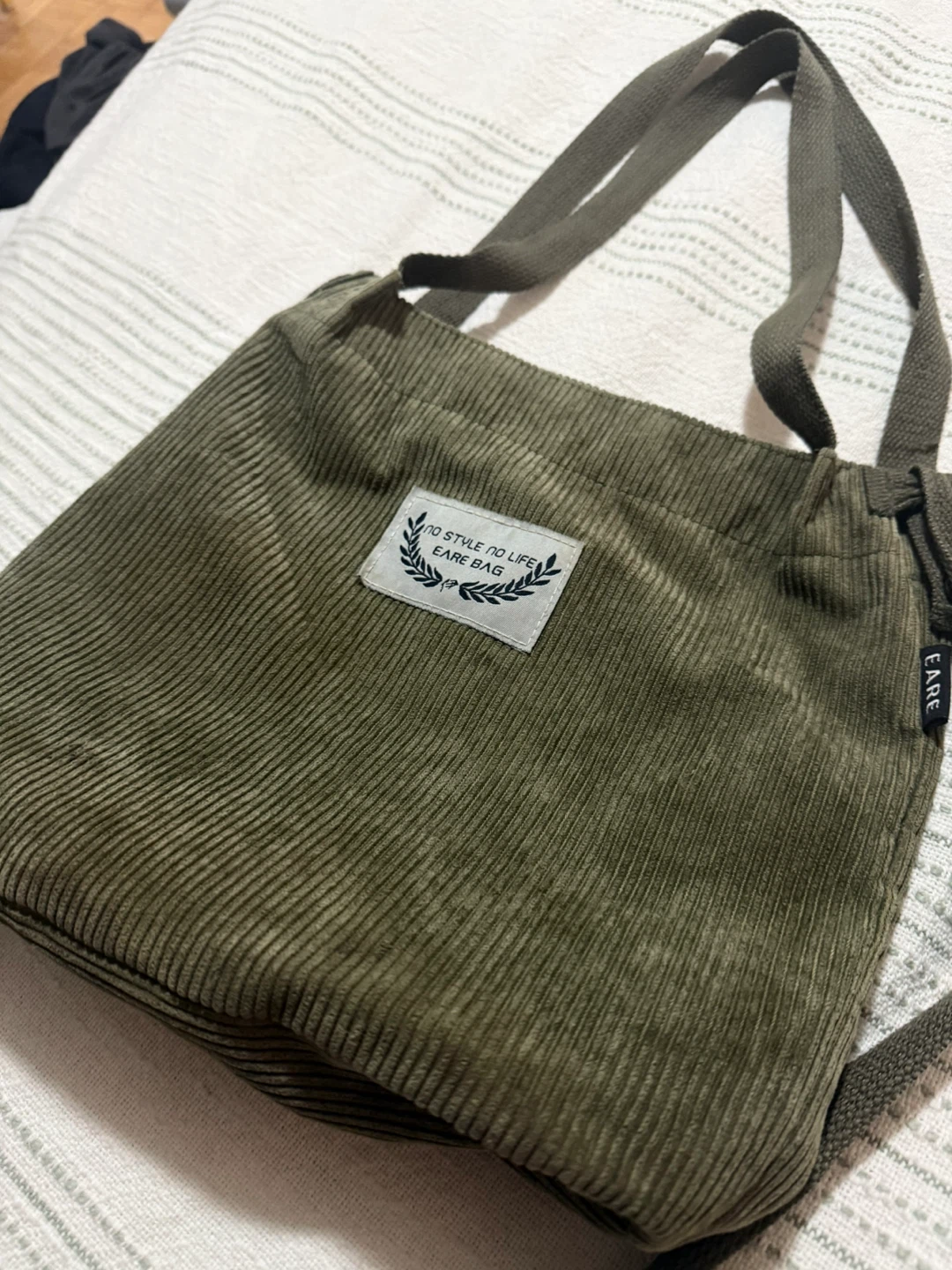 Corduroy Tote Bag - Olive Green - photo 2