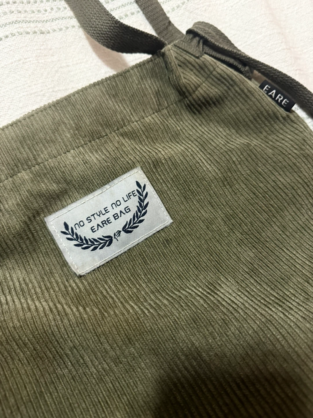 Corduroy Tote Bag - Olive Green - photo 3
