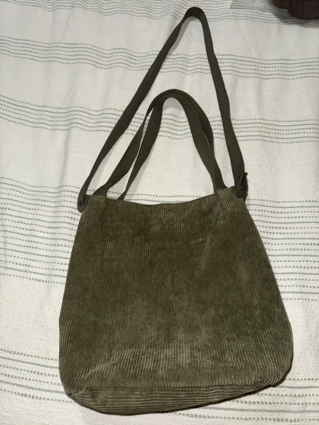 Corduroy Tote Bag - Olive Green - photo 5