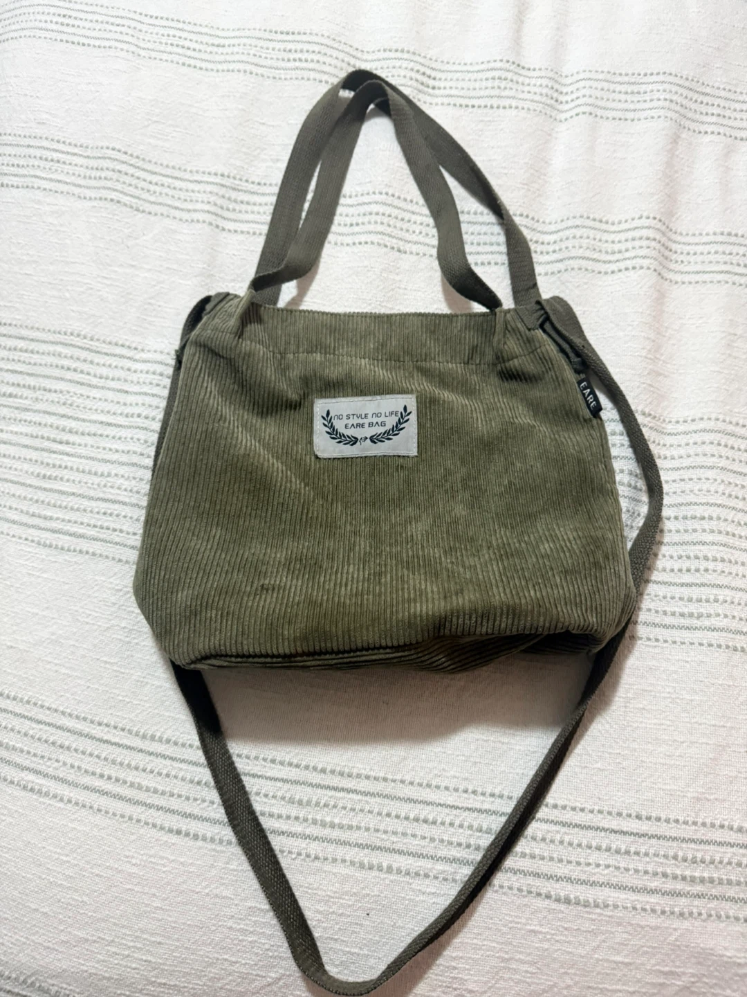 Corduroy Tote Bag - Olive Green