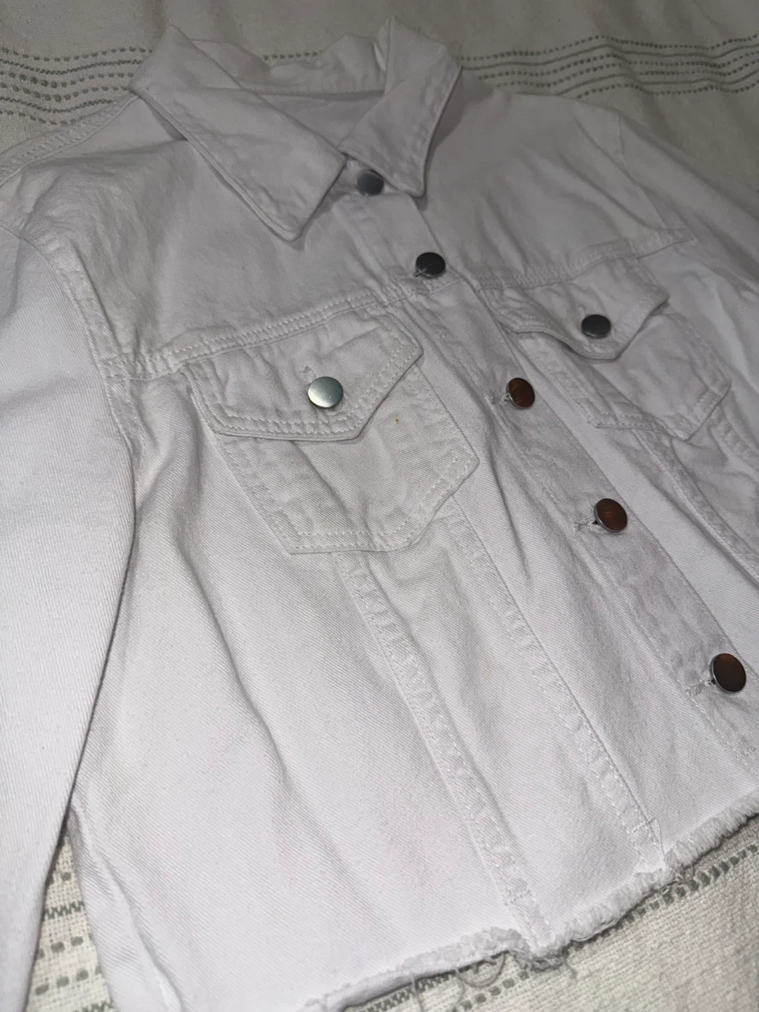 White Cropped Denim Jacket - photo 5
