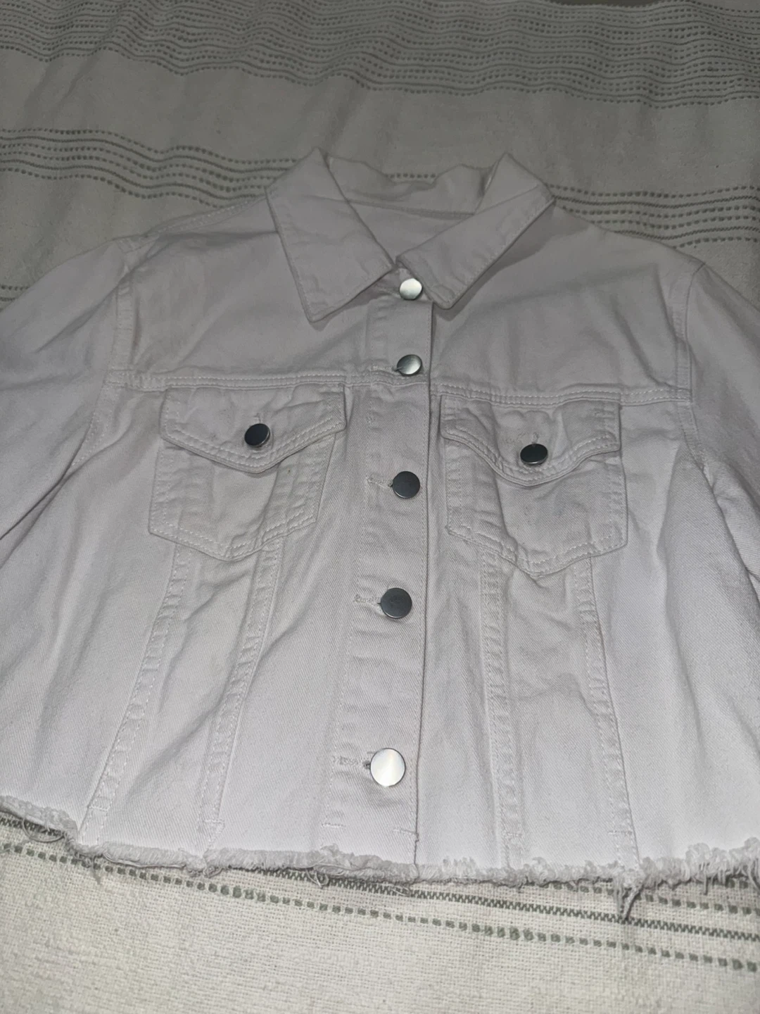 White Cropped Denim Jacket - photo 3