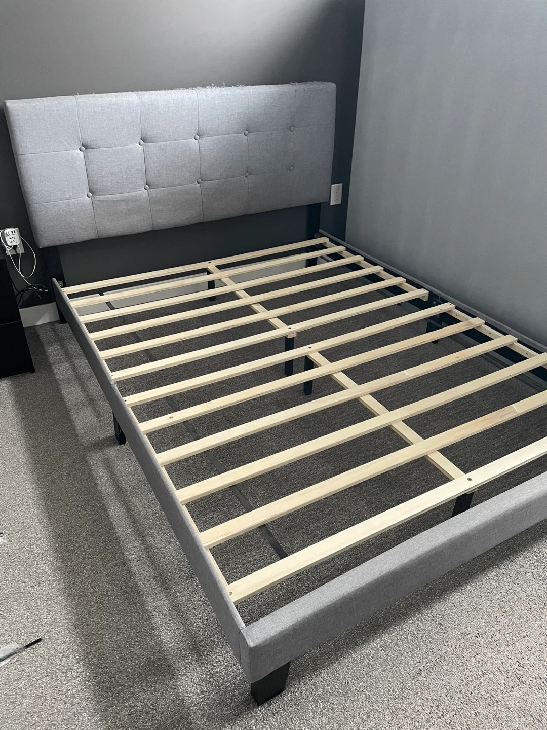 Queen Grey Bed Frame with Headboard - photo 2