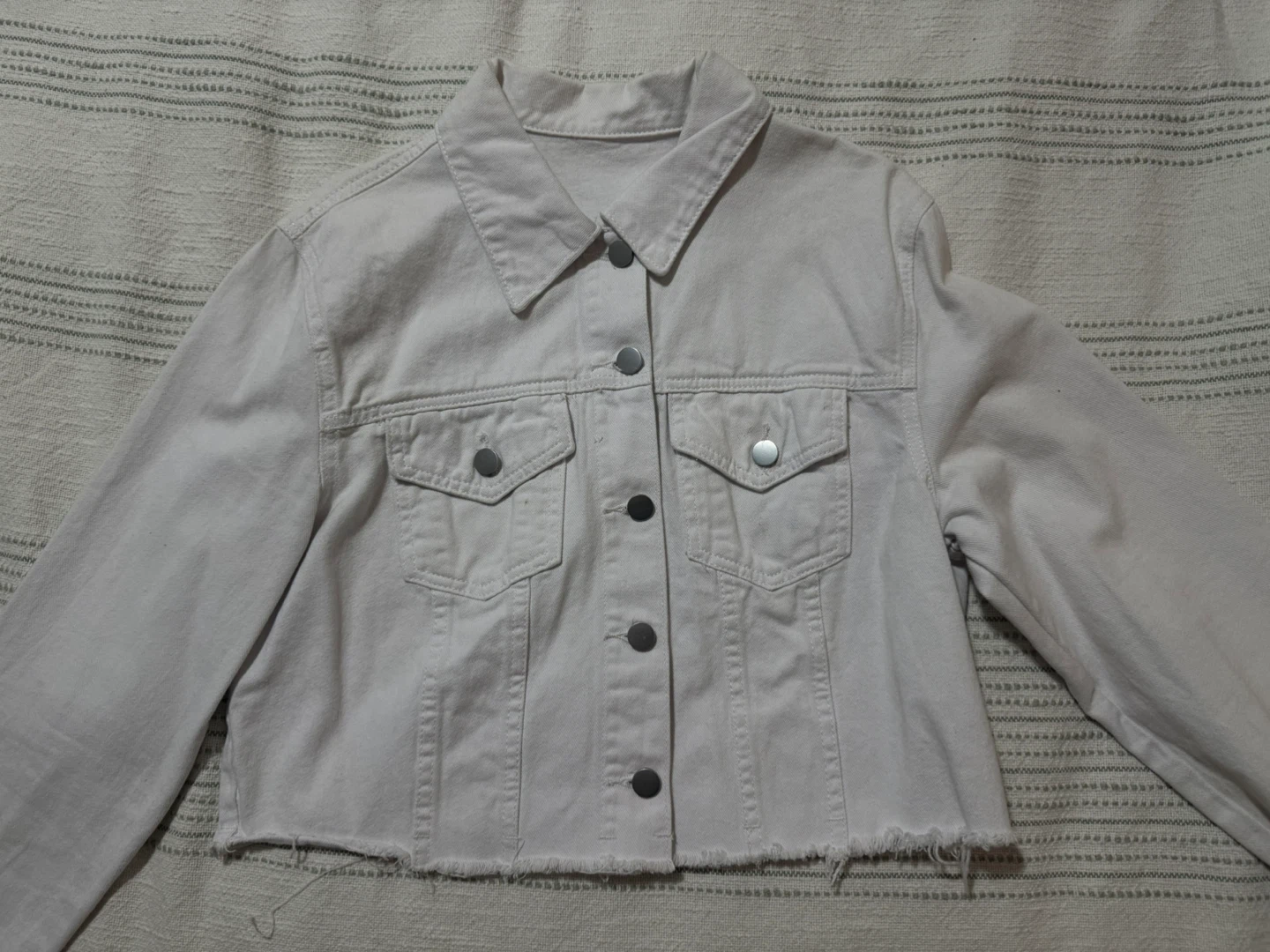 White Cropped Denim Jacket