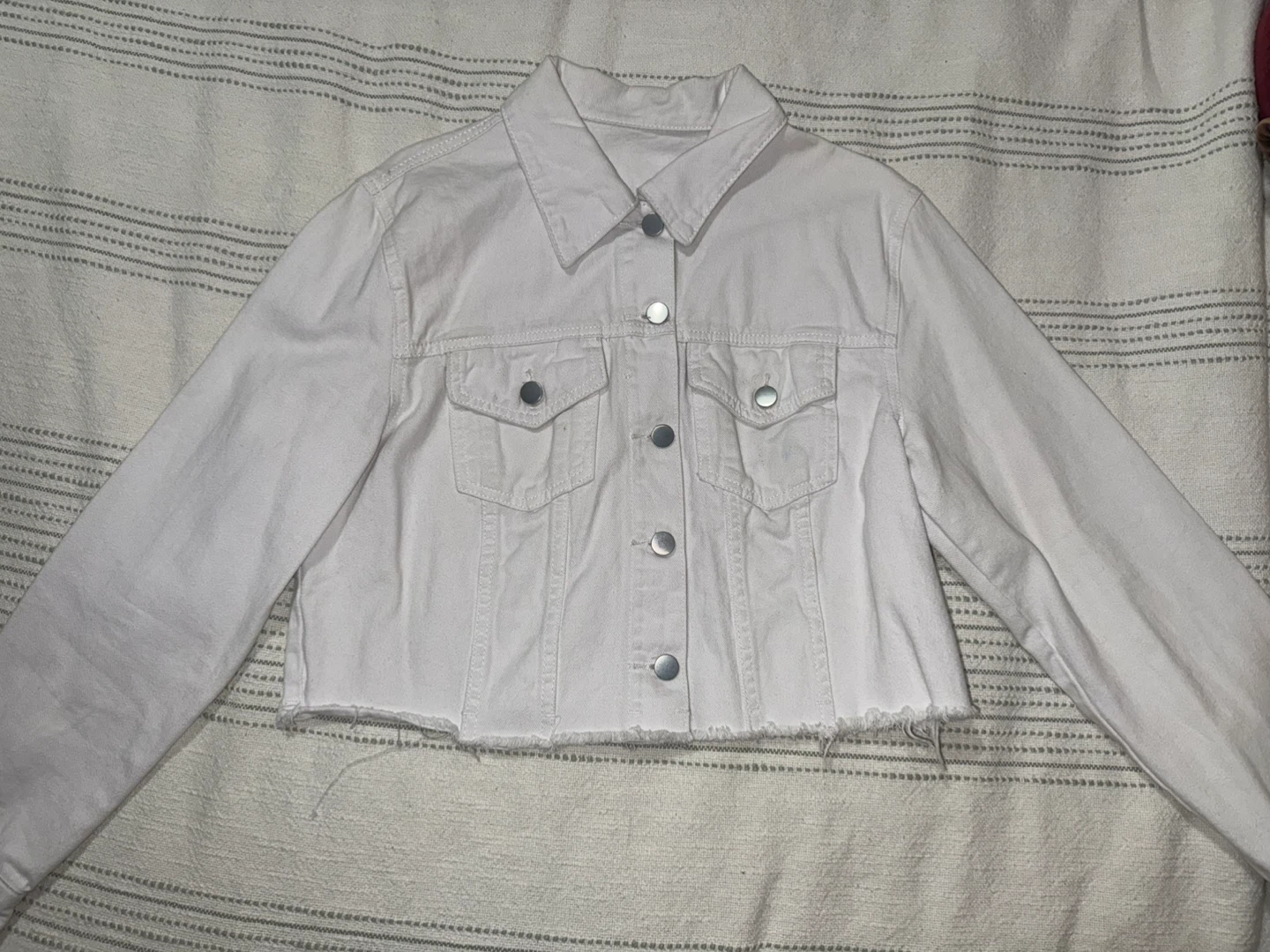 White Cropped Denim Jacket - photo 2