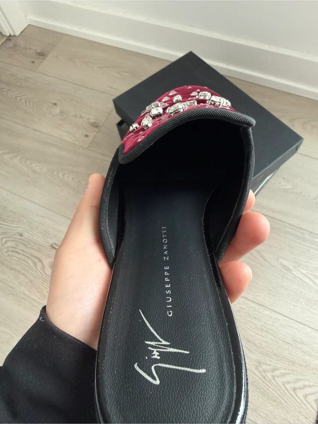 Giuseppe Zanotti Elsa Crystal Velvet Mules - photo 3